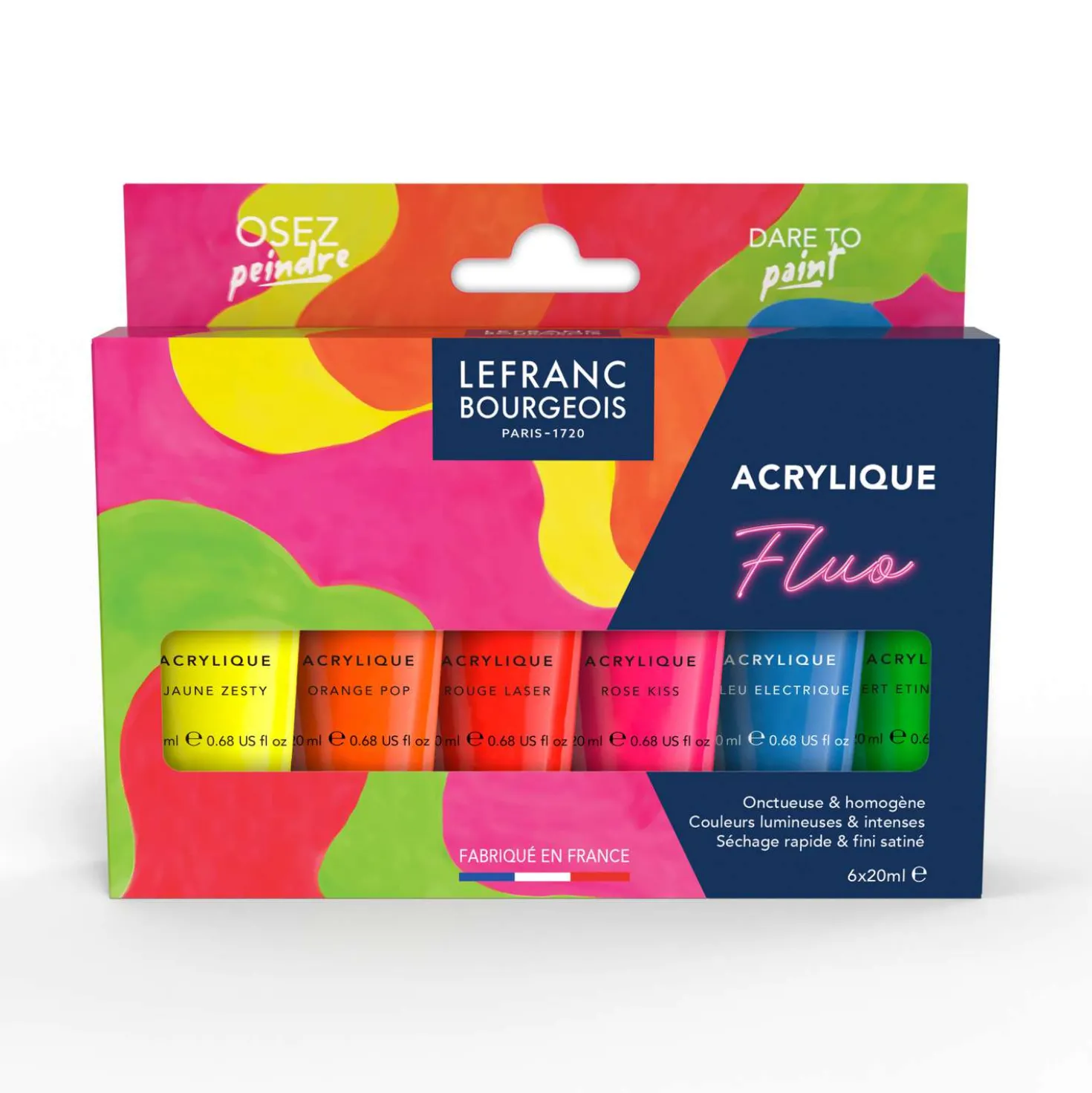 LEFRANC BOURGEOIS Feine Acrylfarbe Fluorescent Set, 6 × 20 ml