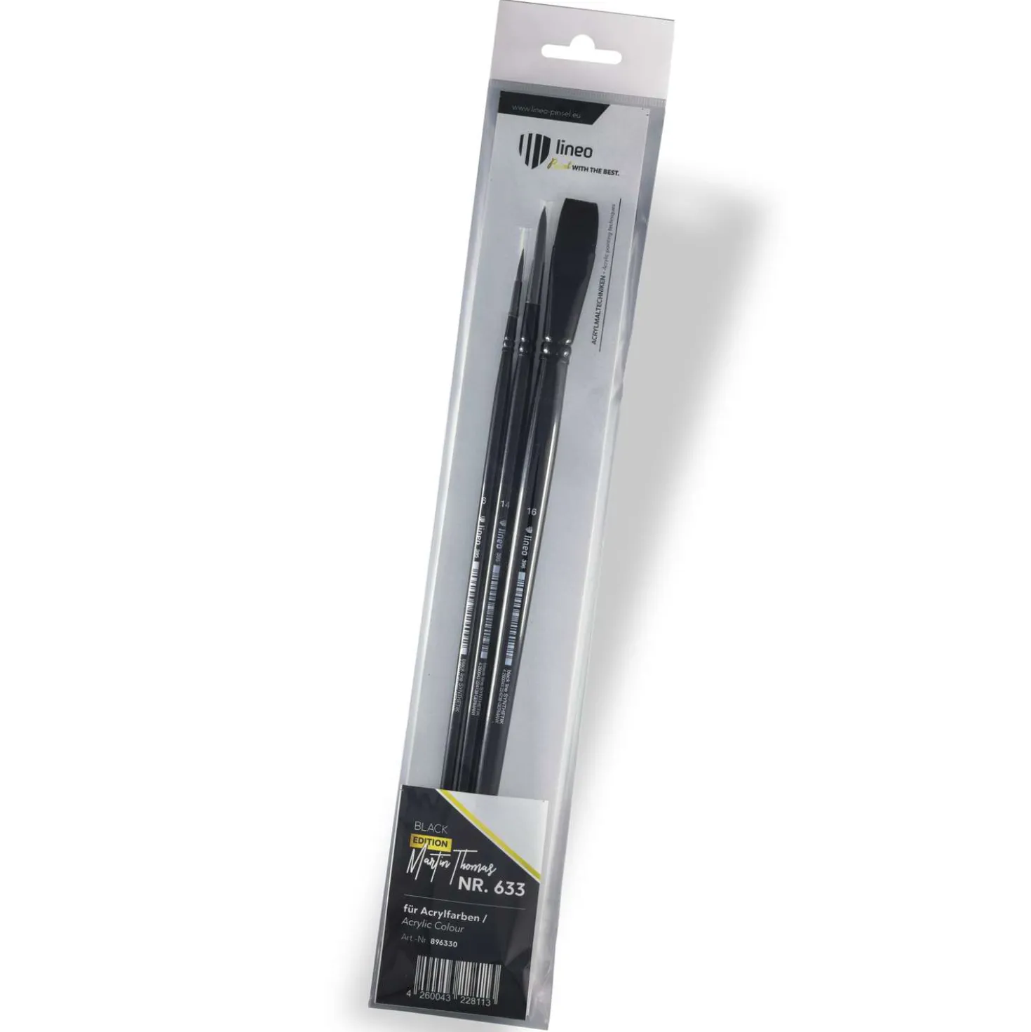 lineo Acrylpinsel 3er-Set, Black Edition Martin Thomas, Serie 633