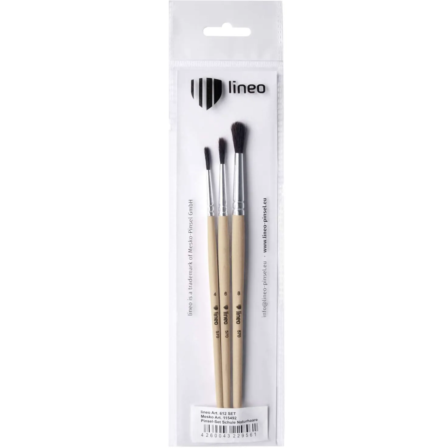 lineo Schulmalpinsel-Set Serie 570, Feinhaar-Mix