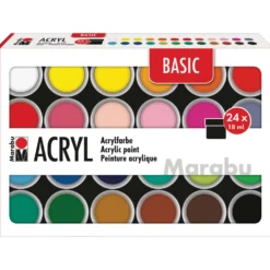 Marabu Acrylfarben BASIC Sets, 18-ml-Näpfchen