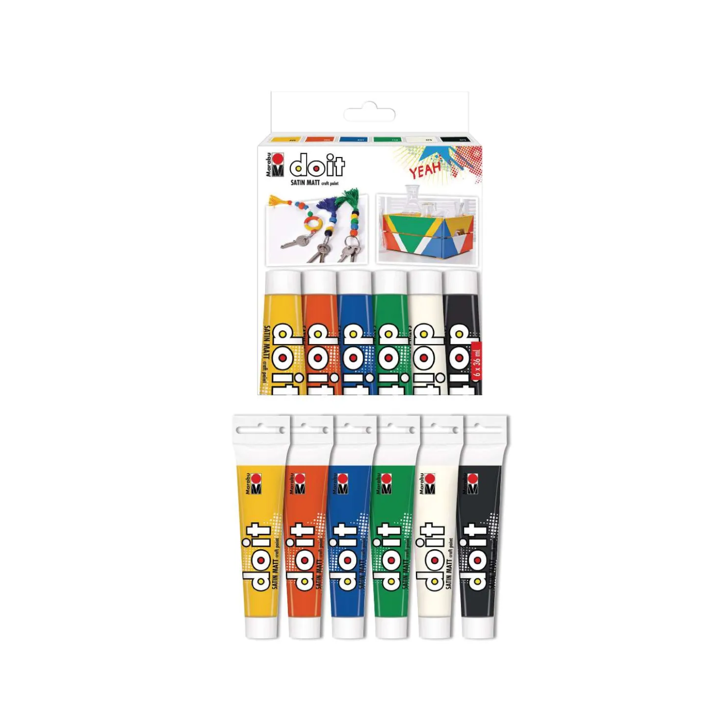 Marabu do it SATIN MATT craft Paint Acrylfarben-Sets, 36-ml-Tuben