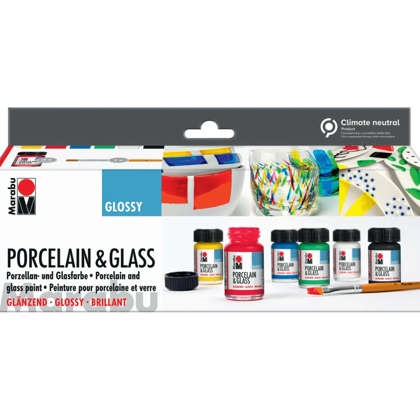 Marabu Porcelain & Glass Glossy (glänzend) Starterset, 6 x 15 ml
