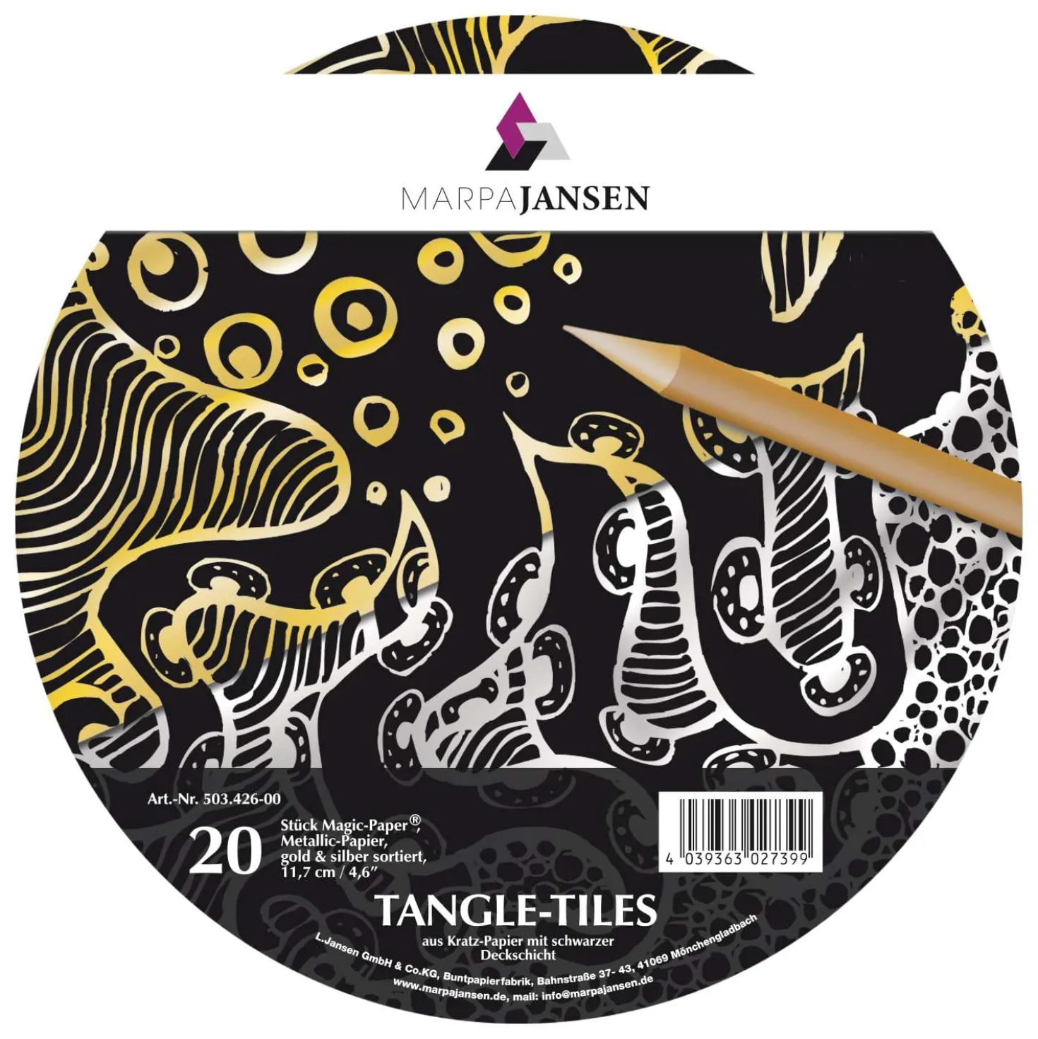 MARPA JANSEN Magic Paper® Tangle Tiles, Gold/Silber