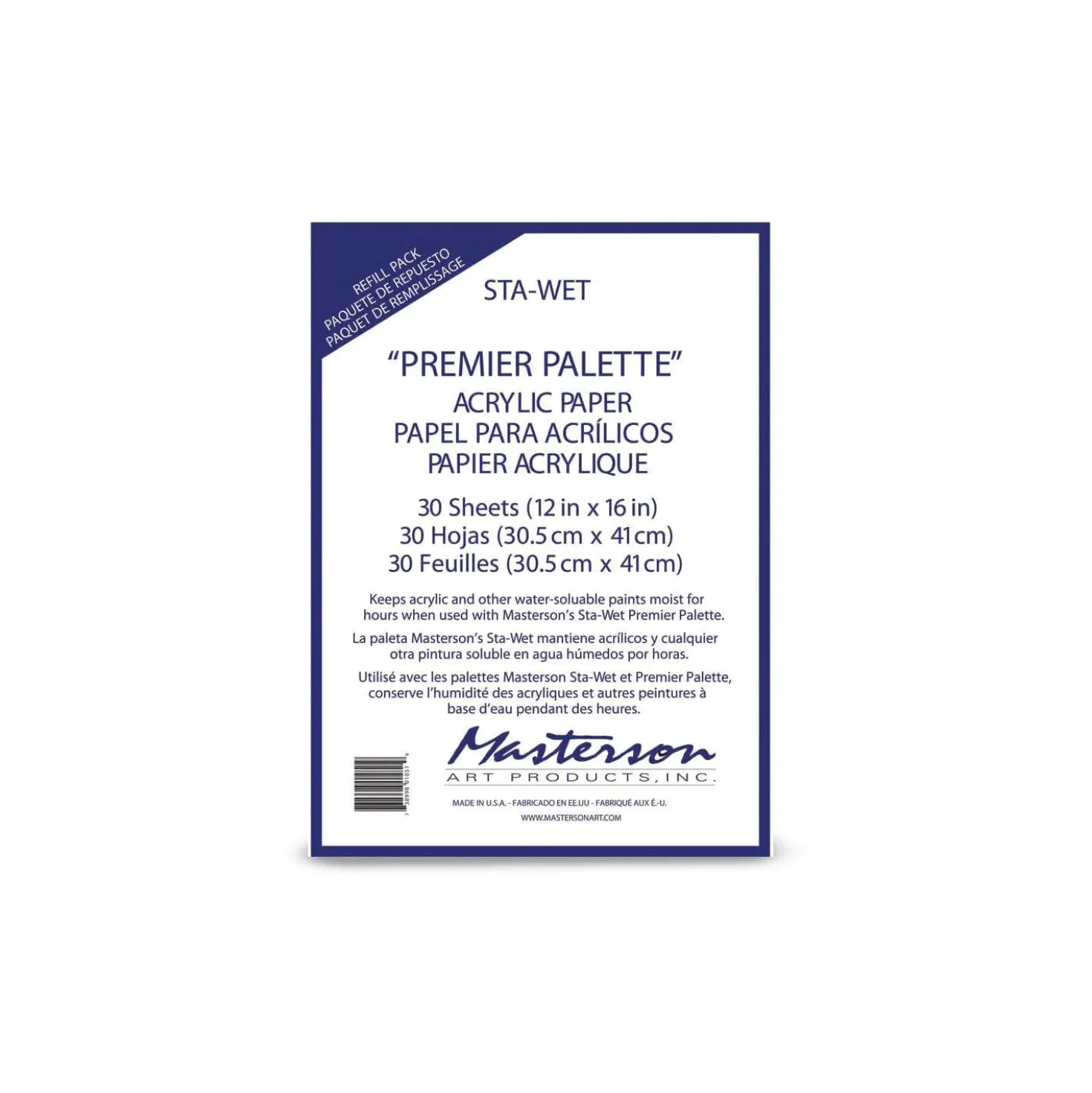 Masterson® Sta-Wet® Acrylpapier für Premier Palette™ – 30 Blatt
