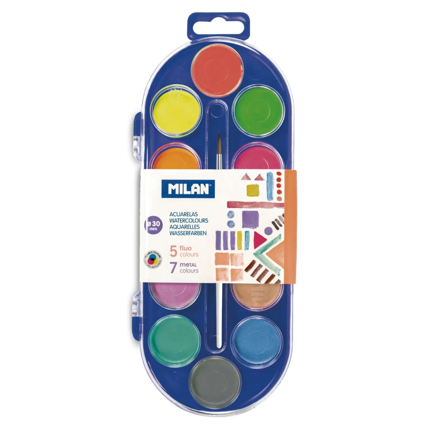 MILAN® Aquarellset mit 12 Farben und Pinsel