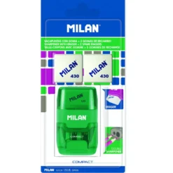 MILAN® COMPACT Anspitzerset mit Radiergummi - inkl. 2 Ersatzradiergummis 430