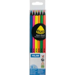 MILAN® Farbstifte aus schwarz gefärbtem Lindenholz, 6er-Sets