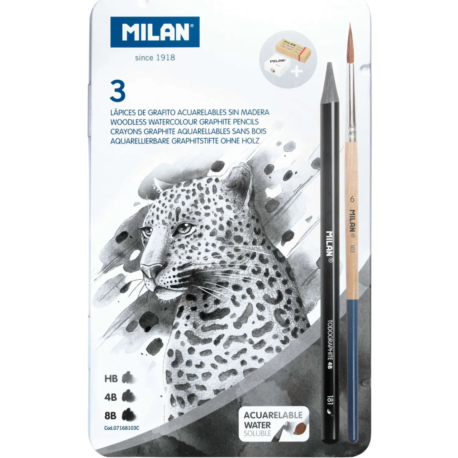 MILAN® TODOGRAPHITE 181, wasservermalbare Graphitminen-Set