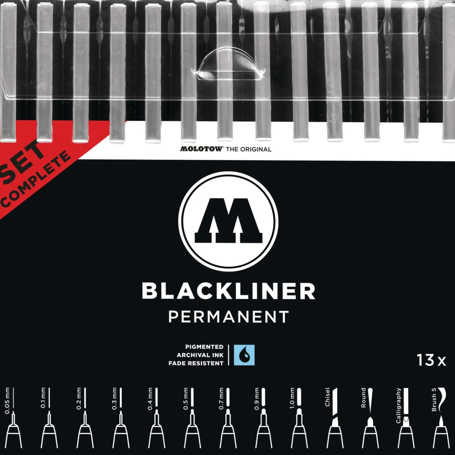 MOLOTOW™ | BLACKLINER PERMANENT Complete Set —13 pens