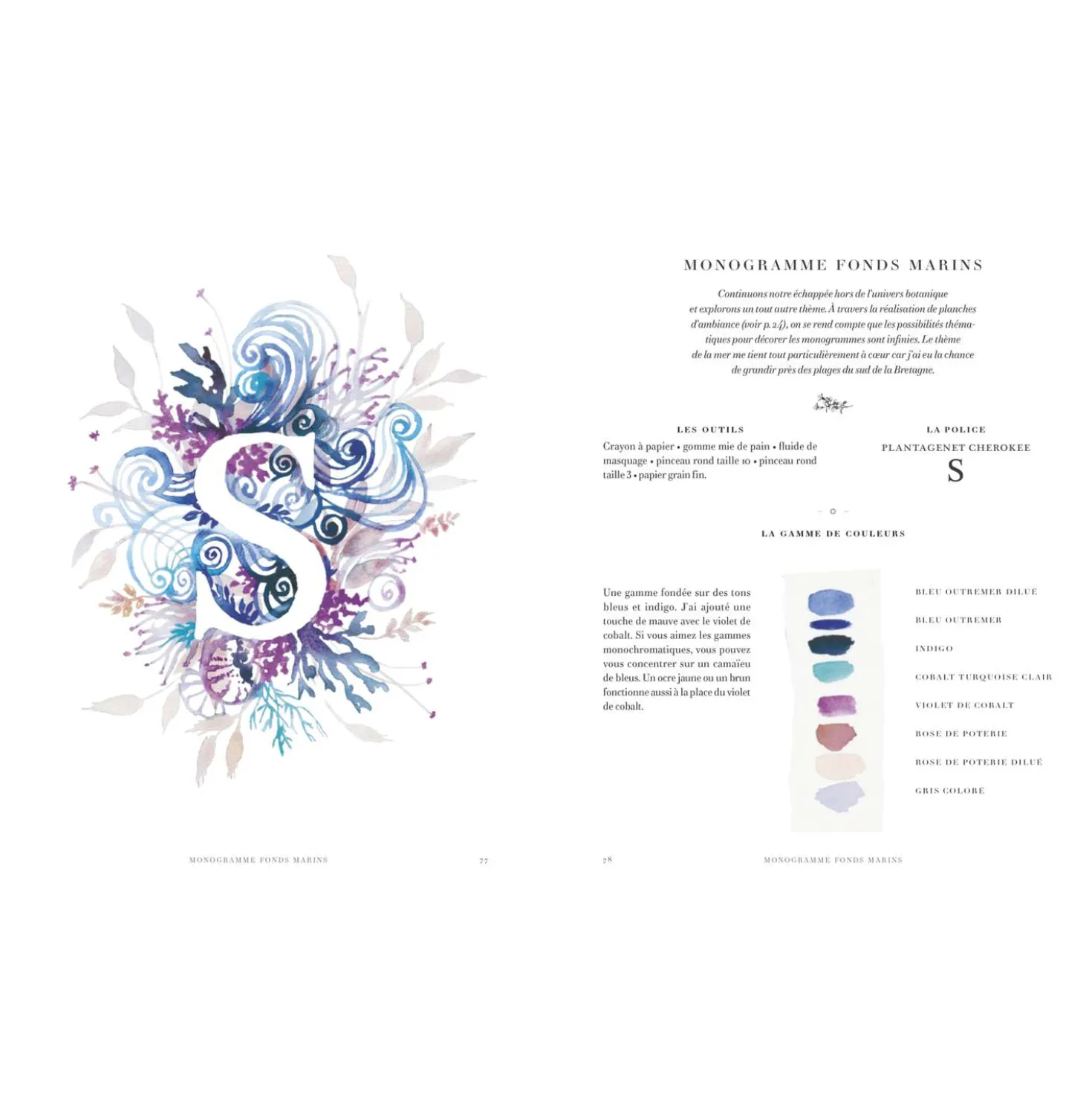 Monogramme in Aquarell