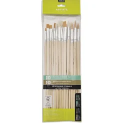 pébéo 20er-Set Acryl- und Öl-Pinsel, Synthetikfaser und Schweineborsten, langer Stiel