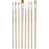 pébéo 8er-Set Acryl- und Öl-Pinsel, Synthetikfaser und Schweineborsten, langer Stiel