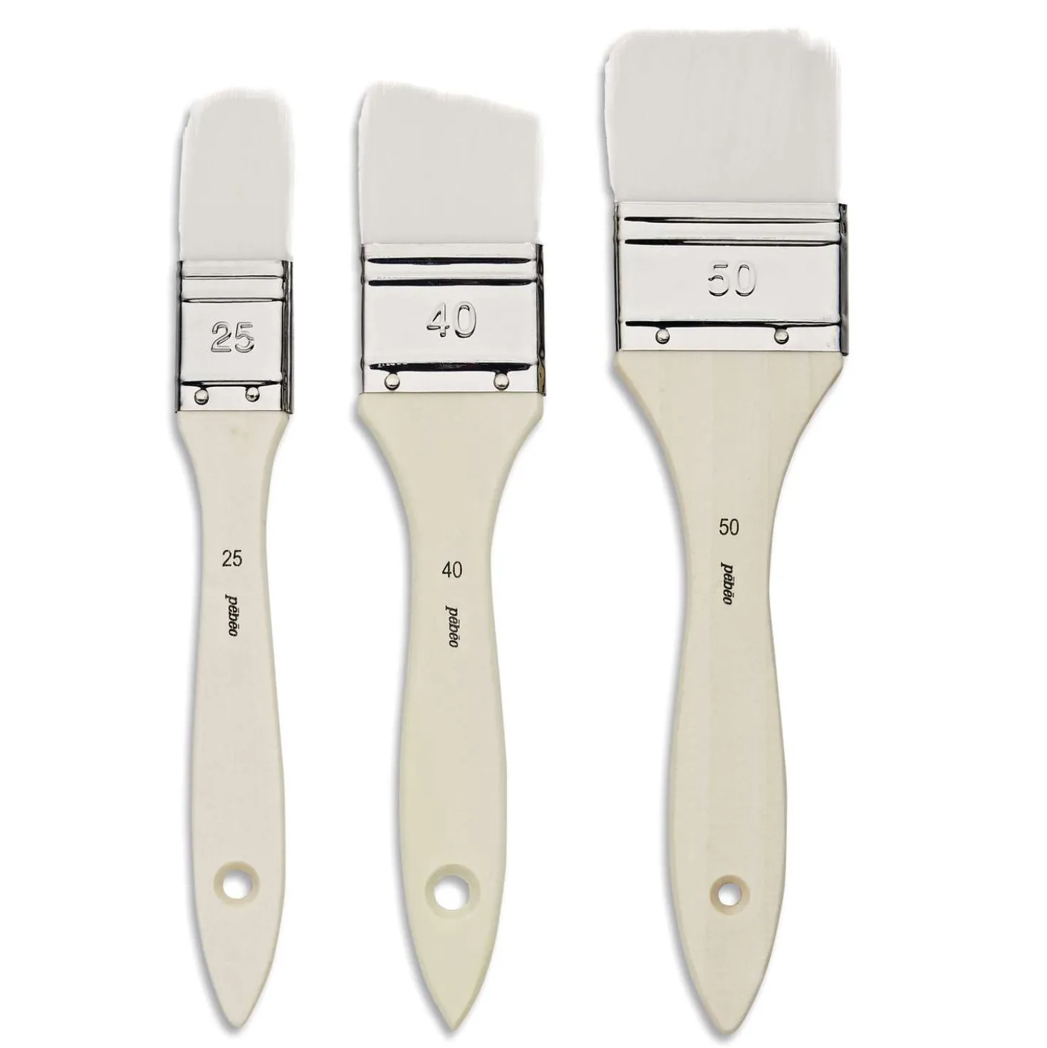 pébéo 3er-Set Gesso und Lack-Spalterpinsel, weiße Synthetikfaser
