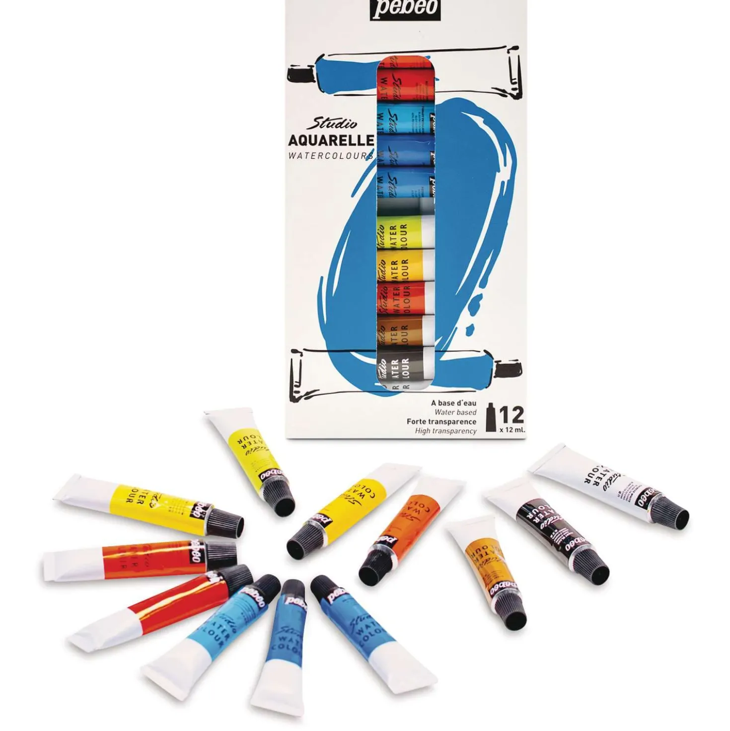 pébéo Studio feine Aquarellfarbe-Sets, 12-ml-Tuben