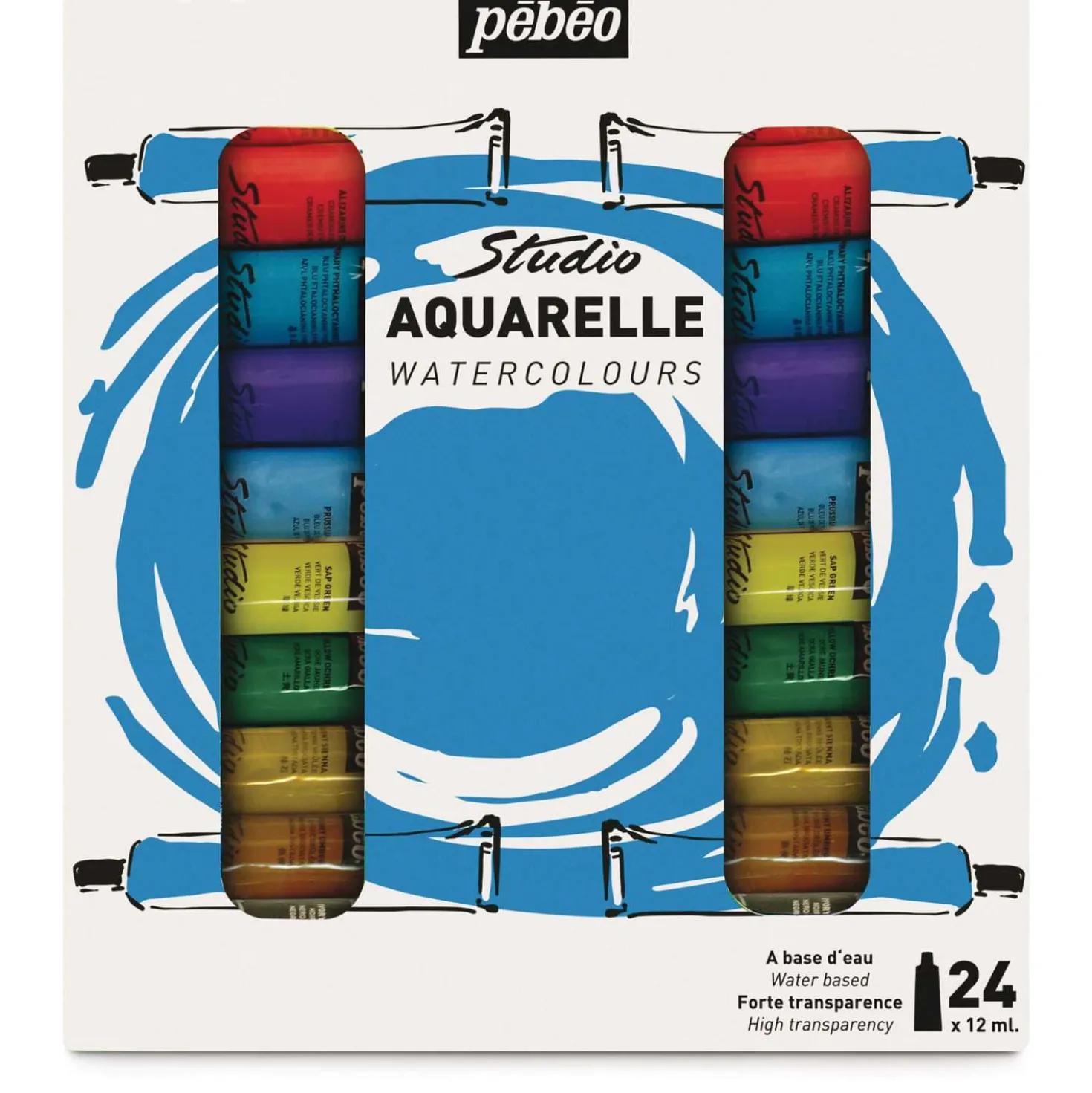 pébéo Studio feine Aquarellfarbe-Sets, 12-ml-Tuben