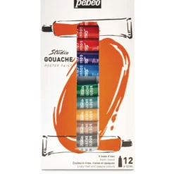 pébéo Studio Gouache 12er-Set, 12-ml-Tuben