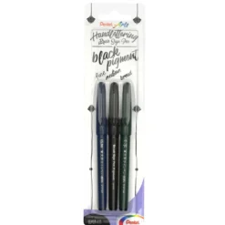 Pentel® Brush Sign Pen Black Pigment, 3er-Set