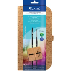 Raphaël® Kolinsky-Imitation Aquarellpinsel 2er-Set Softaqua, im Kork-Etui