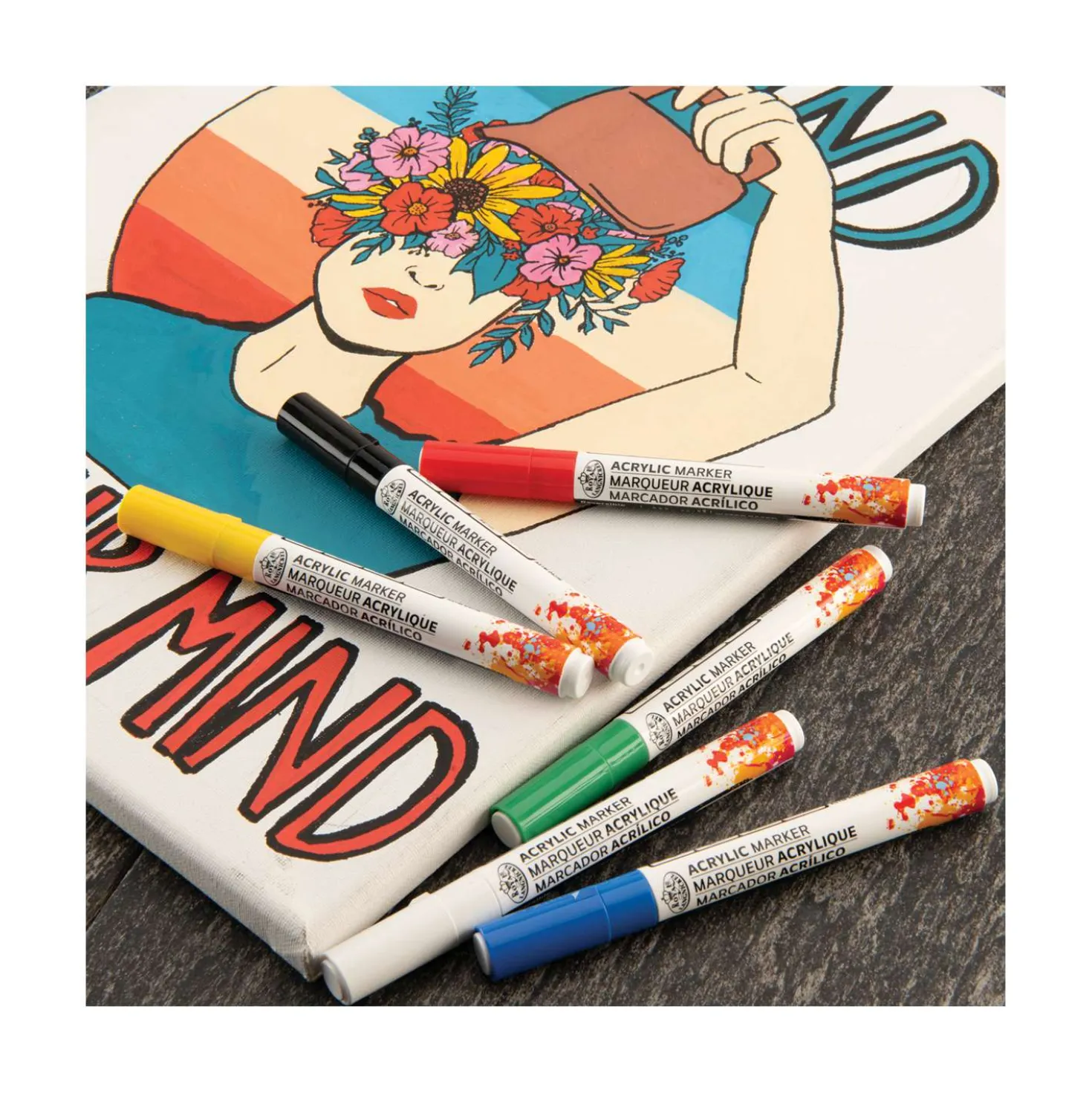 Royal & Langnickel® ACRYLIC MARKER – 6er-Sets, Reversible Tip