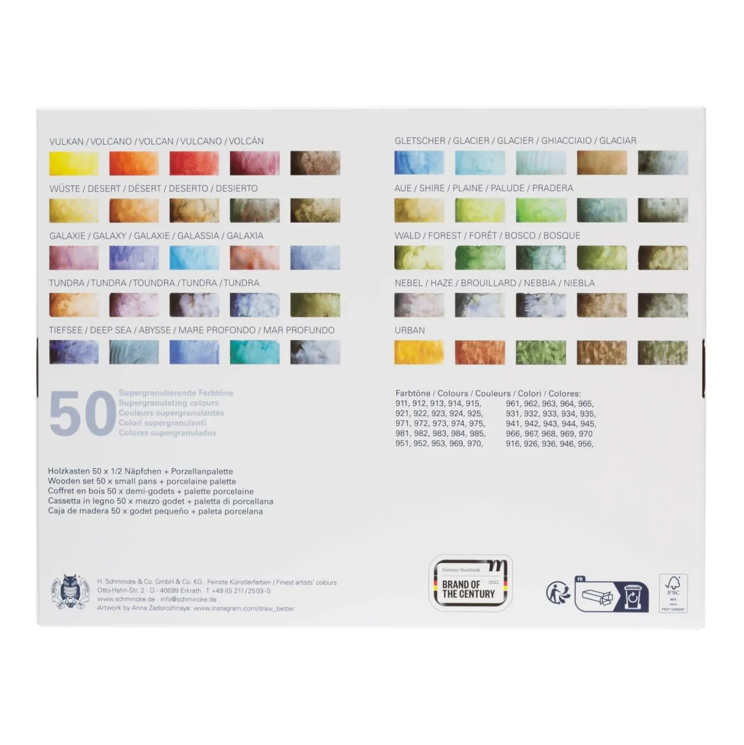SCHMINCKE HORADAM® AQUARELL SUPER GRANULATION, 50er-Set Holzkasten