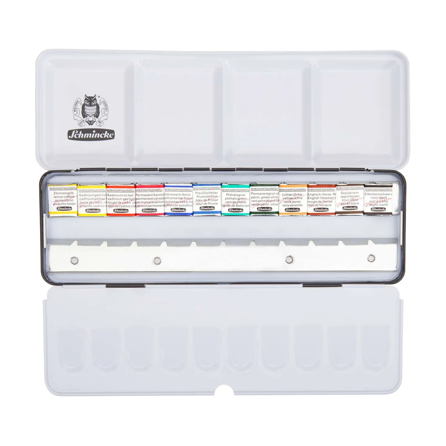 SCHMINCKE HORADAM® Feinste Künstler Aquarellfarben, Metallkasten mit halben Näpfchen