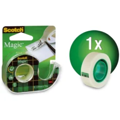 Scotch™ Magic Invisible Tape – Abroller + 1 Rolle Unsichtbares, mattes Klebeband