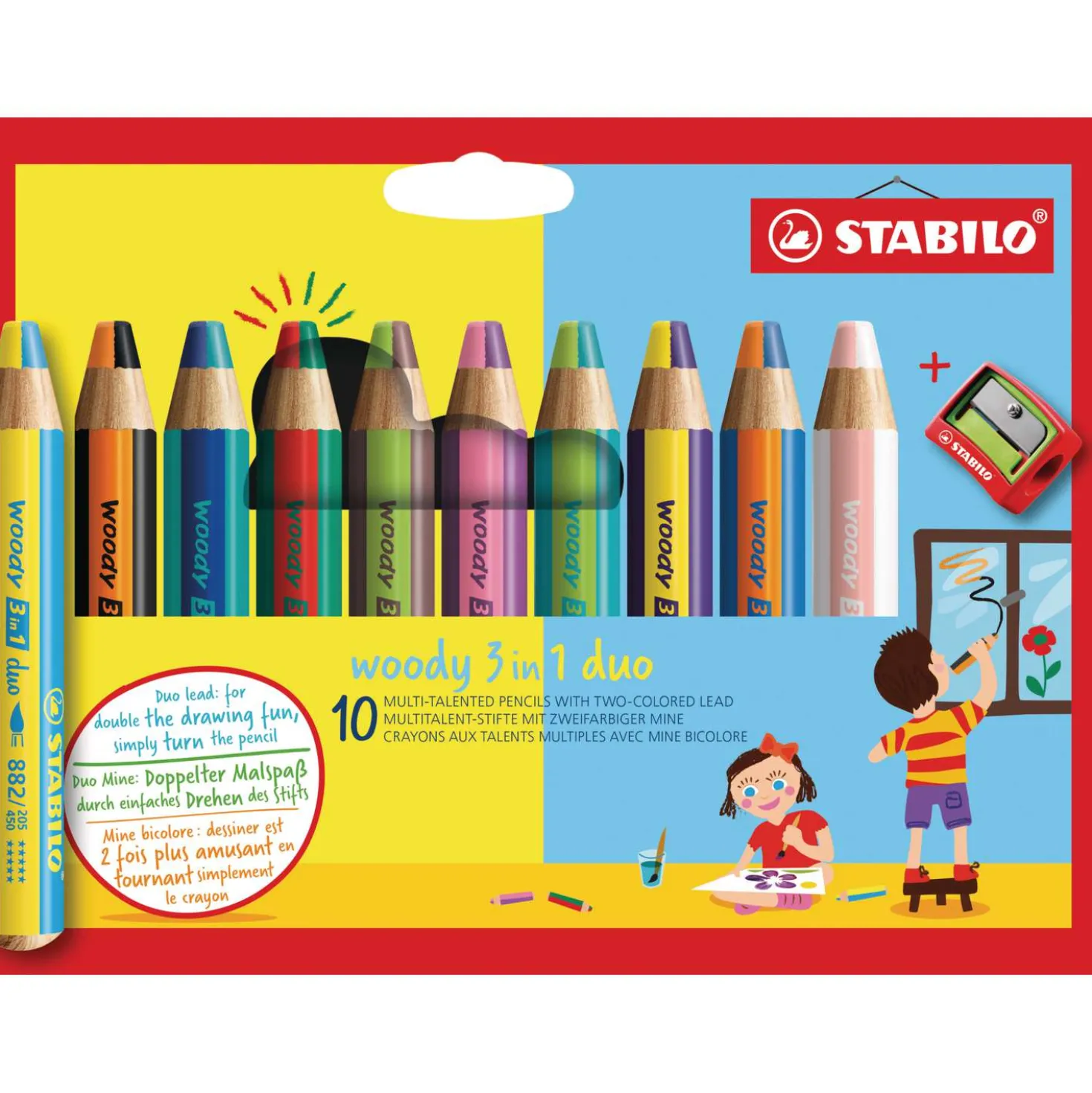 STABILO® Buntstifte woody 3in1 duo mit Spitzer