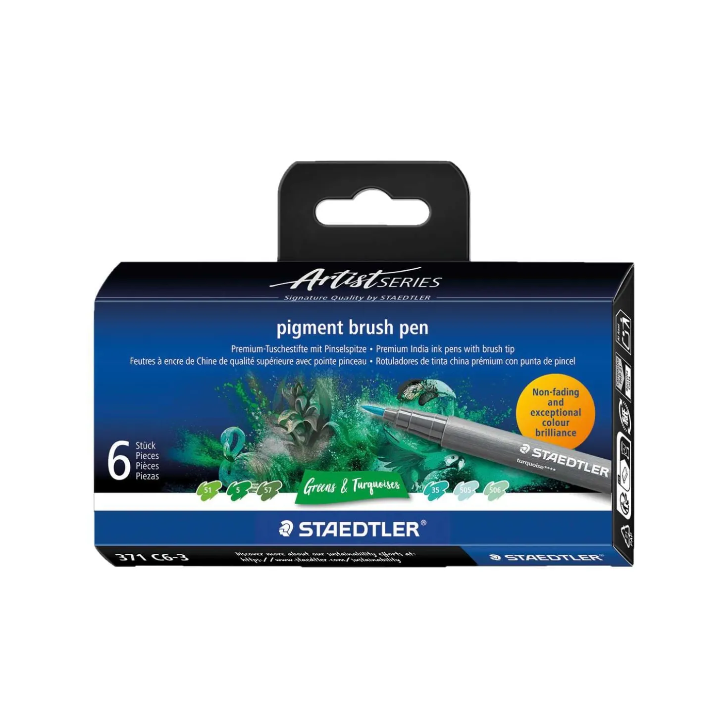STAEDTLER® pigment arts pen brush 371, 6er-Sets