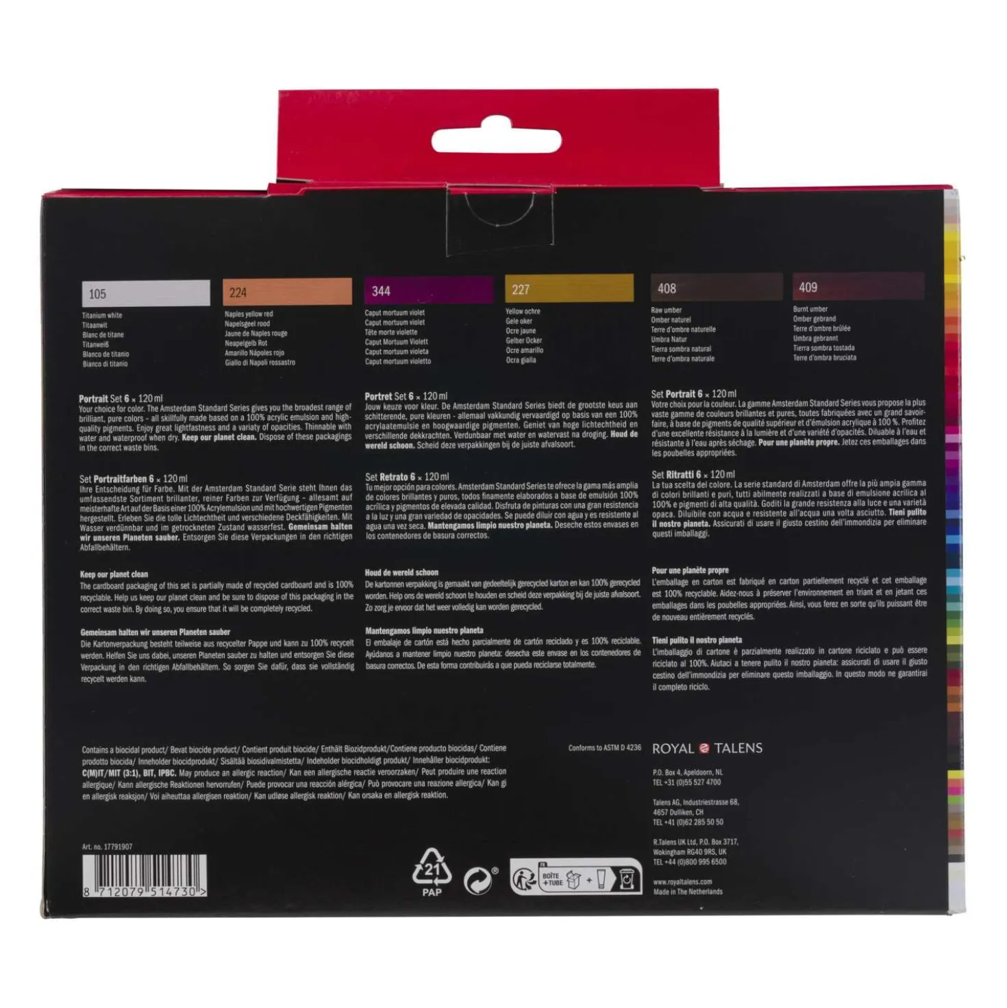 Talens AMSTERDAM All Acrylics Standard Series, 6 x 120 ml Portraitfarben-Set