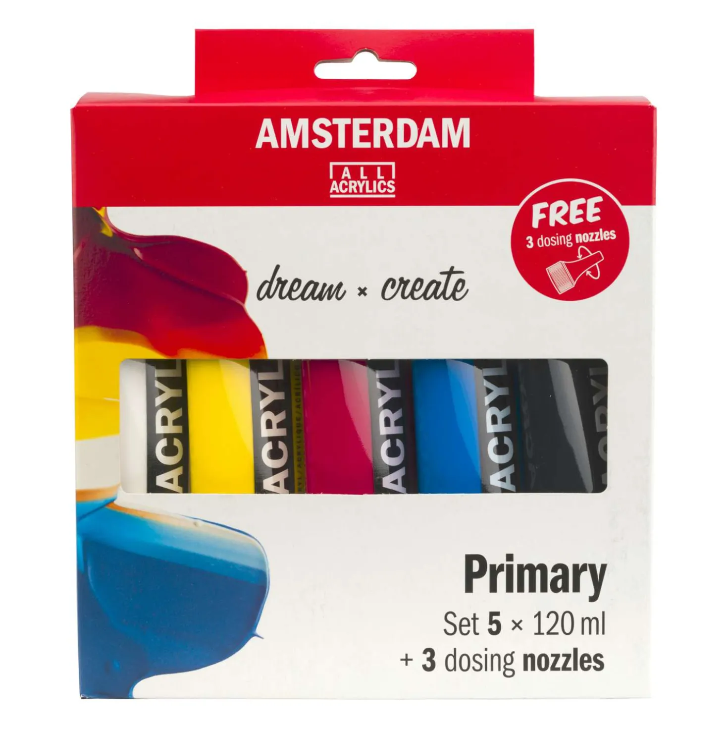Talens AMSTERDAM All Acrylics Standard Series, Primärfarbenset inkl. Dosierspitzen