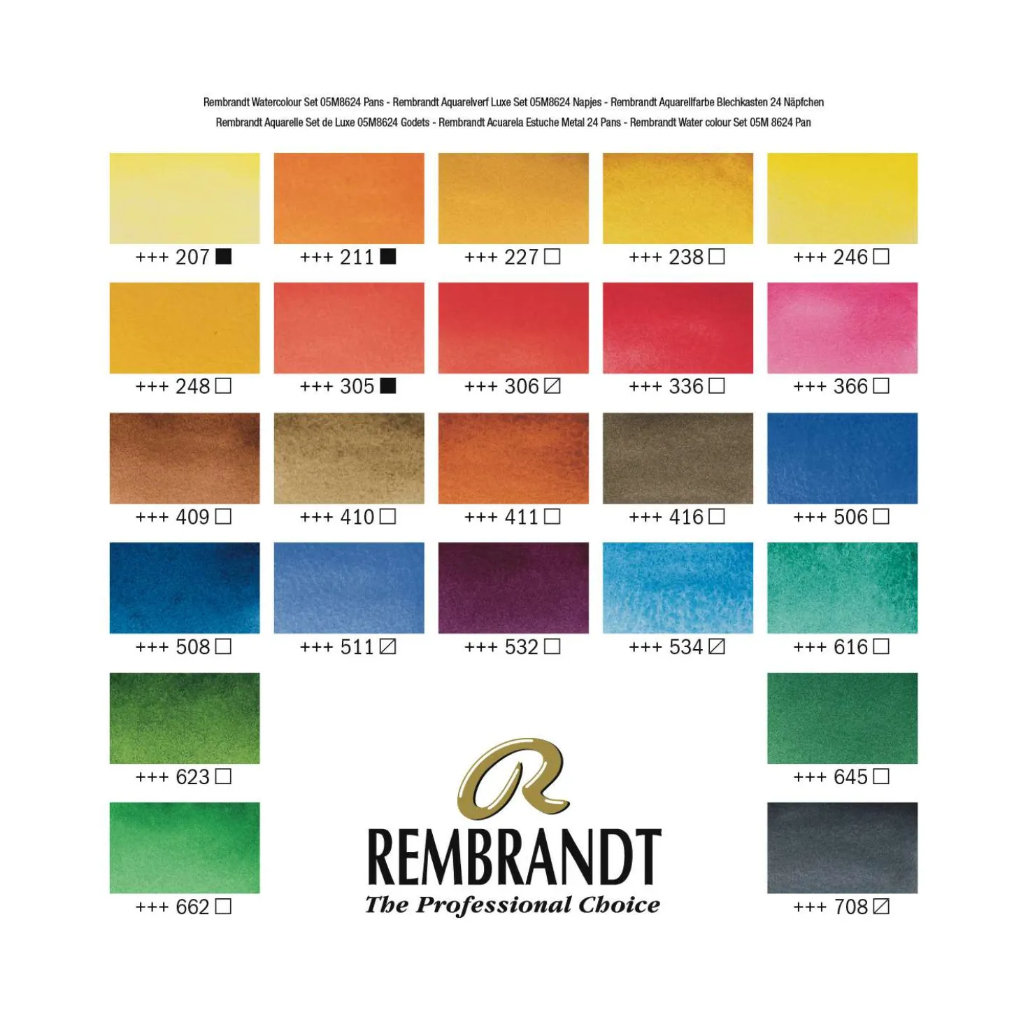 Talens REMBRANDT Aquarellfarben-Set mit 24 1/2 Näpfchen