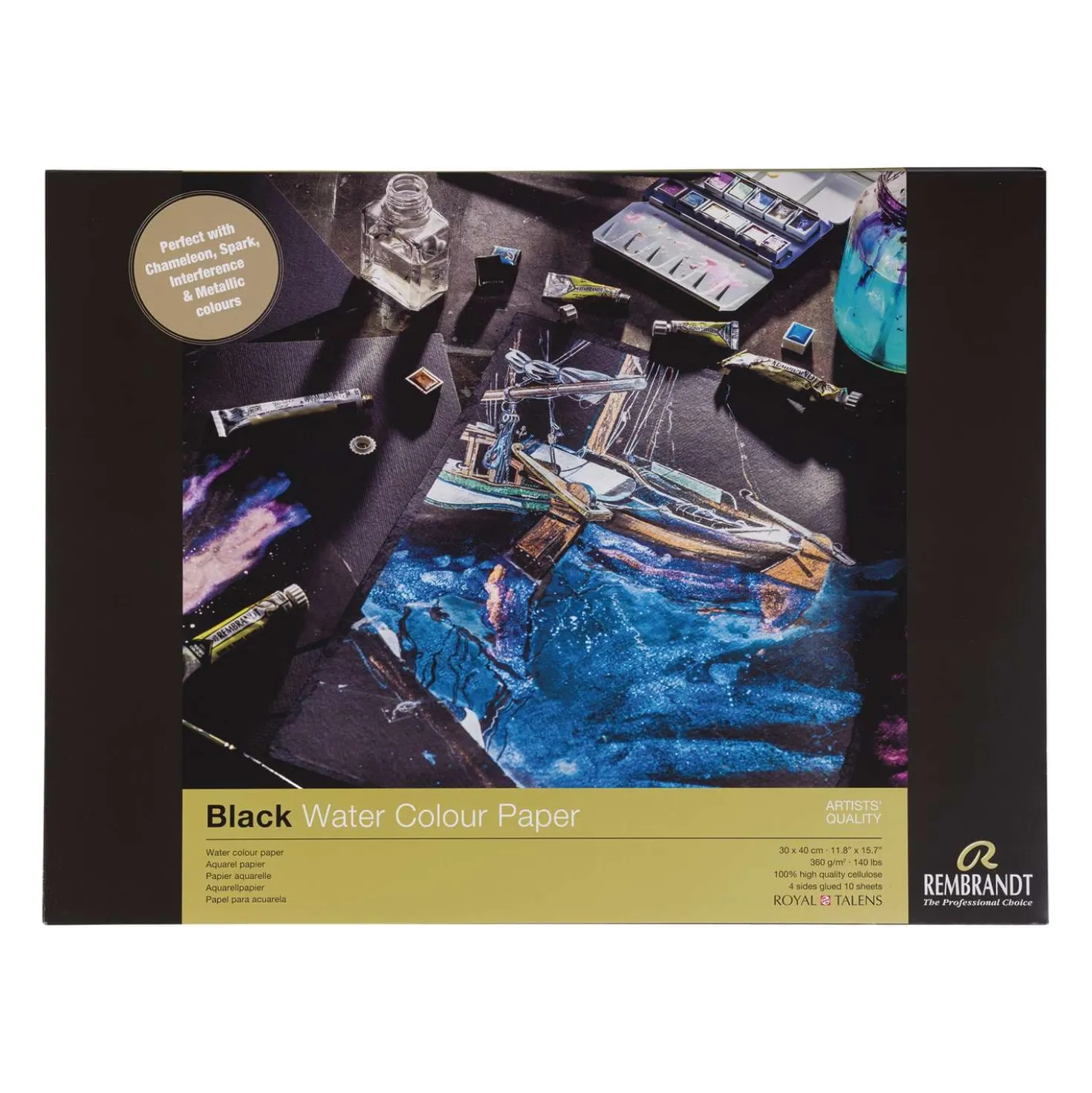 Talens REMBRANDT schwarzer Aquarellblock