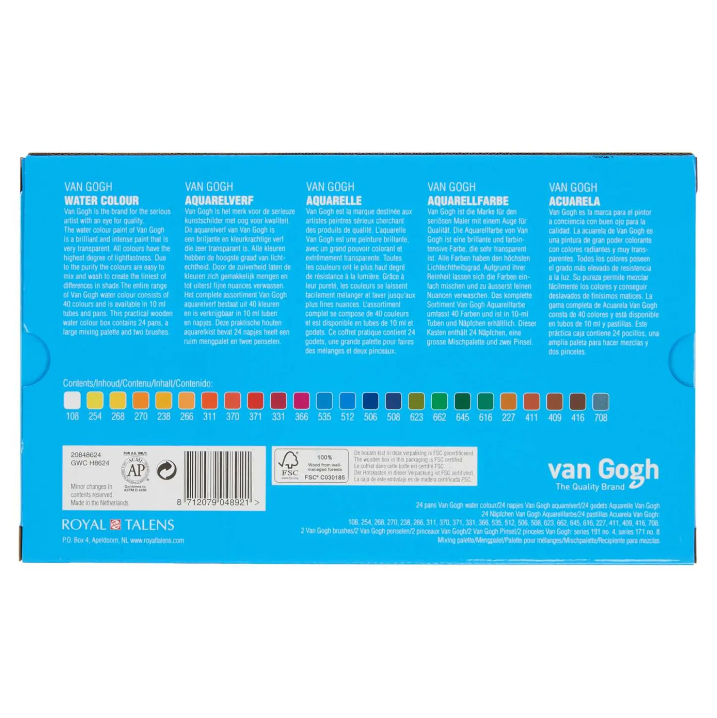 Talens Van Gogh Aquarellfarbe im Holzkasten