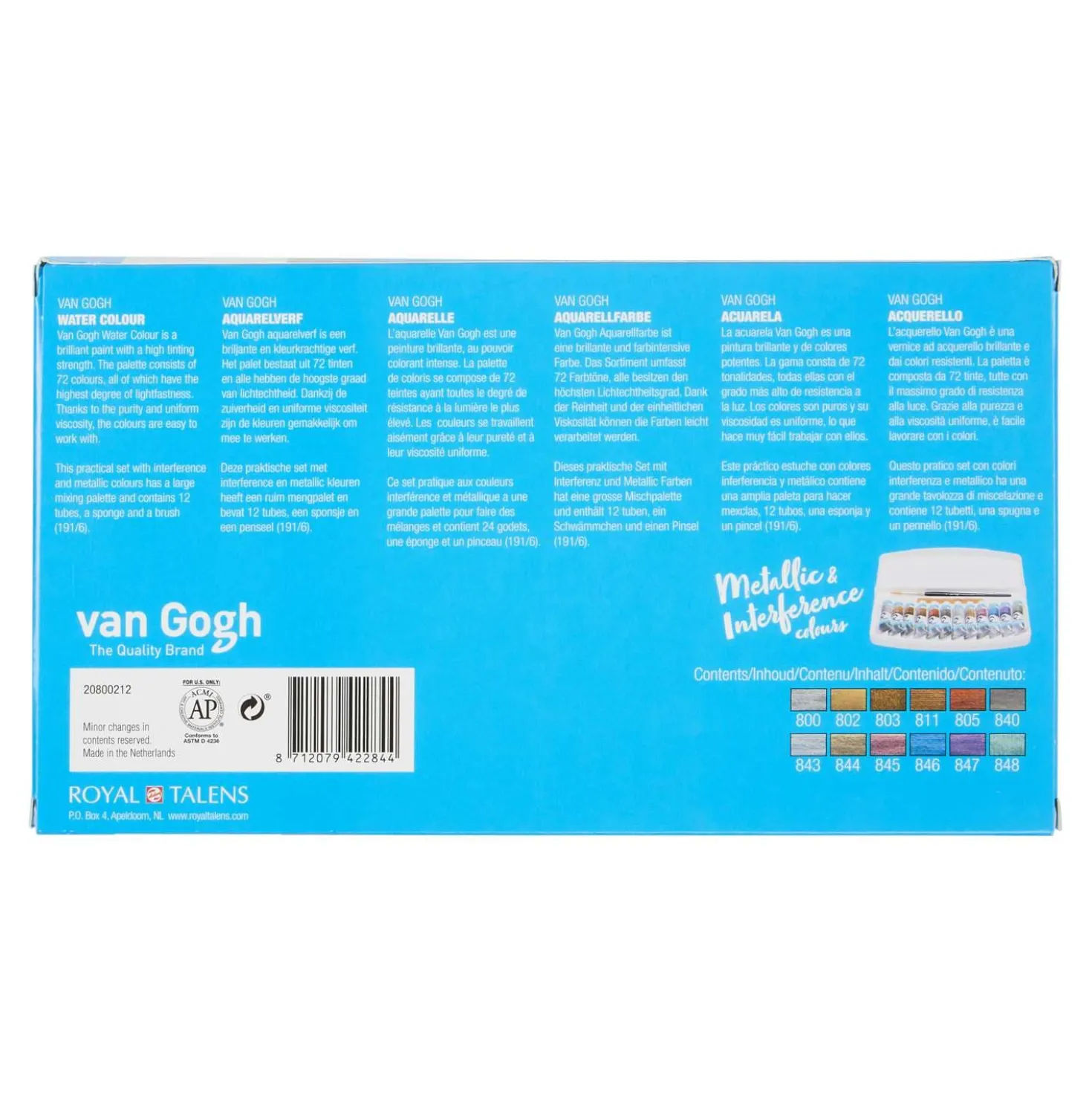 Talens van Gogh Aquarellkasten, Spezialfarben