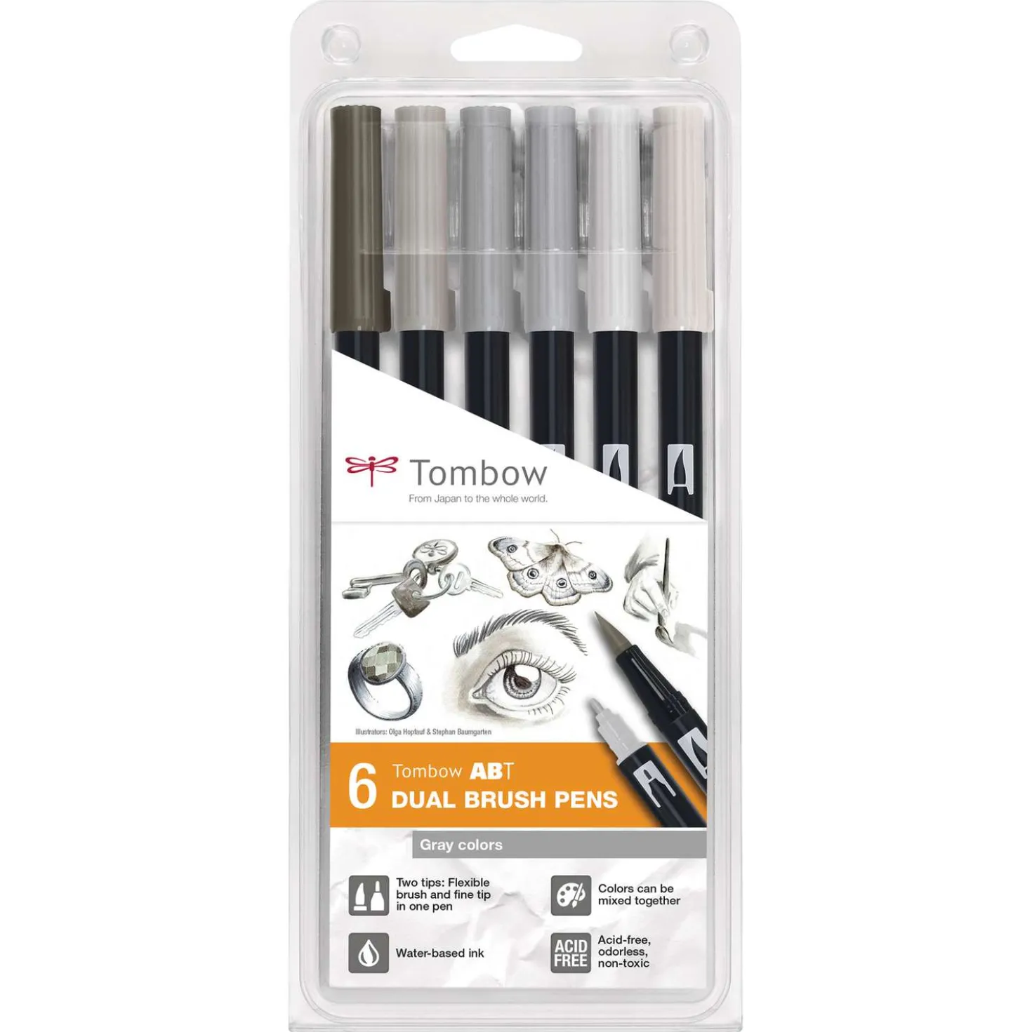 TOMBOW® ABT Dual Brush Pens 6er-Set, Gray Colors