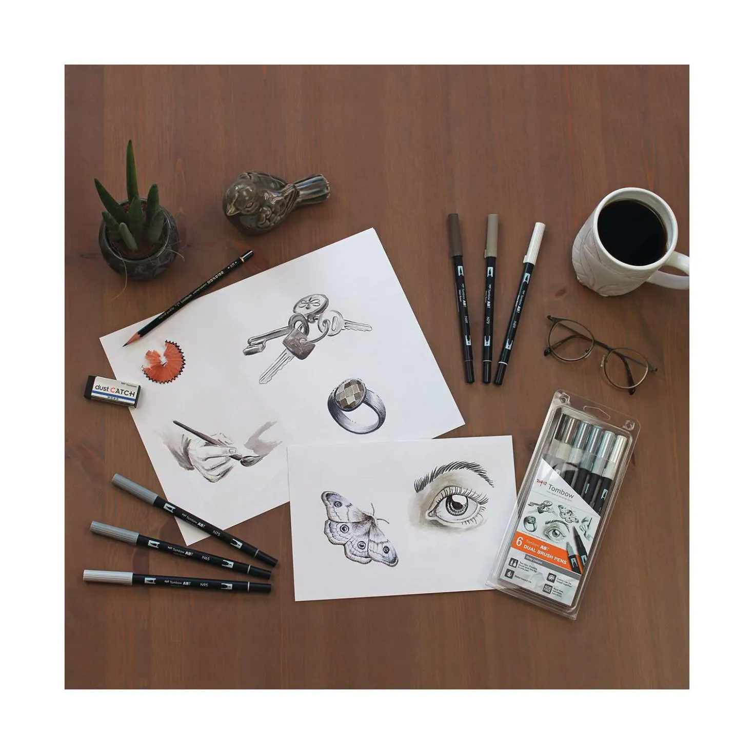 TOMBOW® ABT Dual Brush Pens 6er-Set, Gray Colors