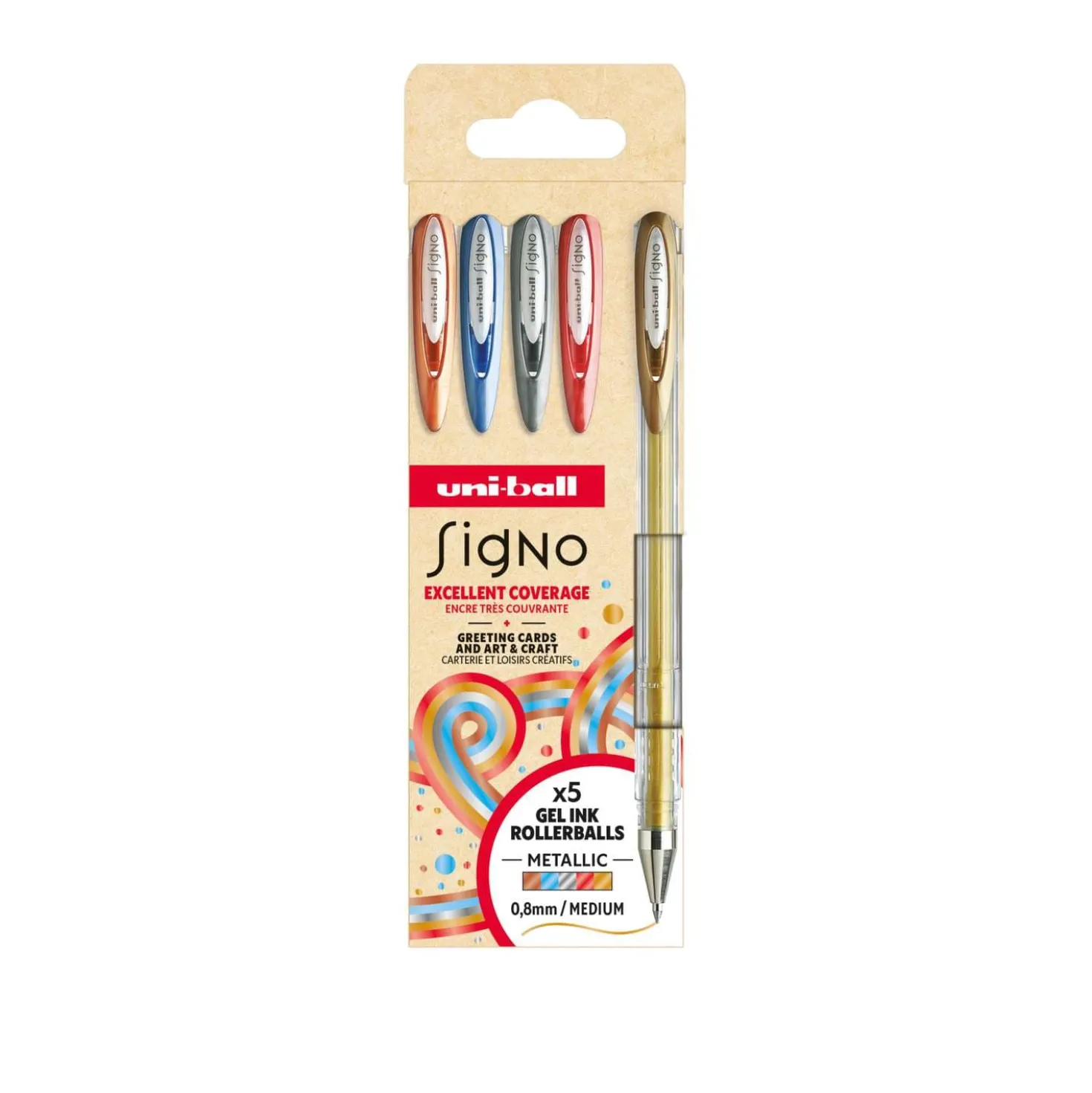 uni-ball SIGNO UM120NM Metallic Gelstifte Set, 5 Farben