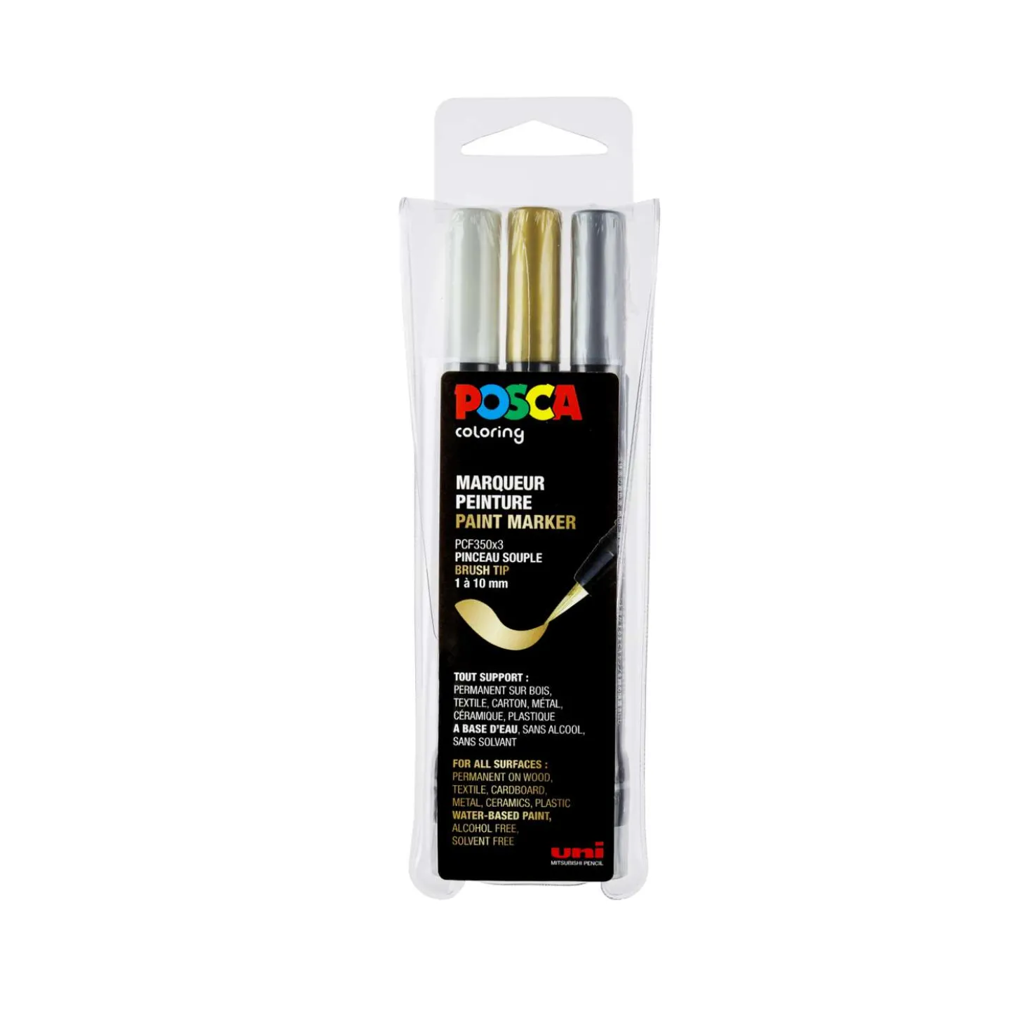 UNI POSCA Brush-Marker PCF-350, 3er-Set