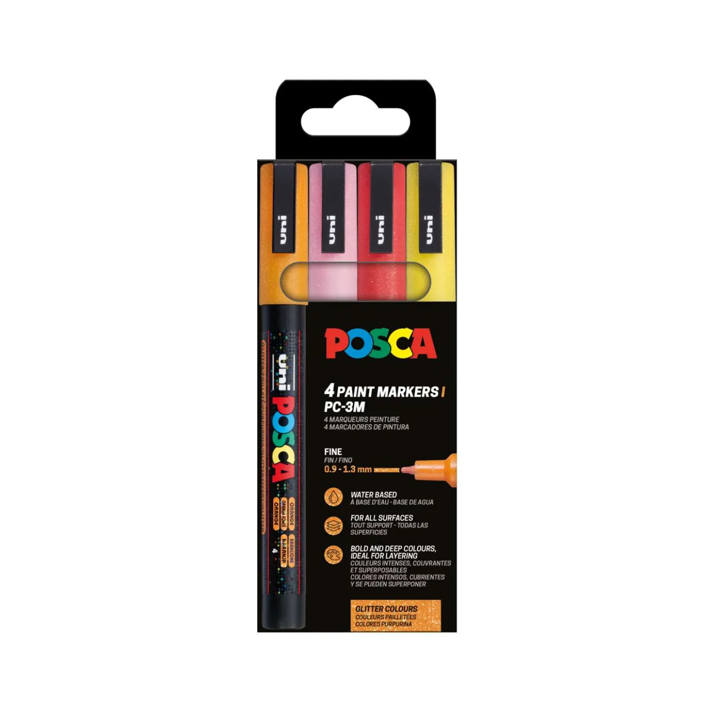 UNI POSCA Glitter-Marker PC-3ML 4er-Sets