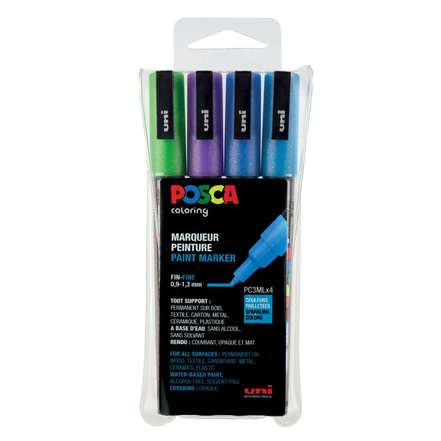 UNI POSCA Glitter-Marker PC-3ML 4er-Sets