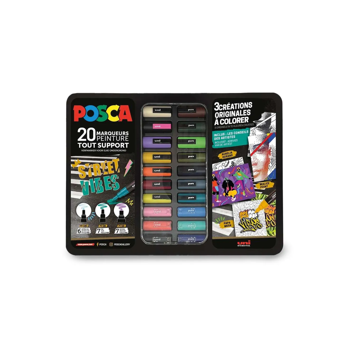 uni POSCA STREET VIBES Paint Marker Set – 20 Marker in Metallbox