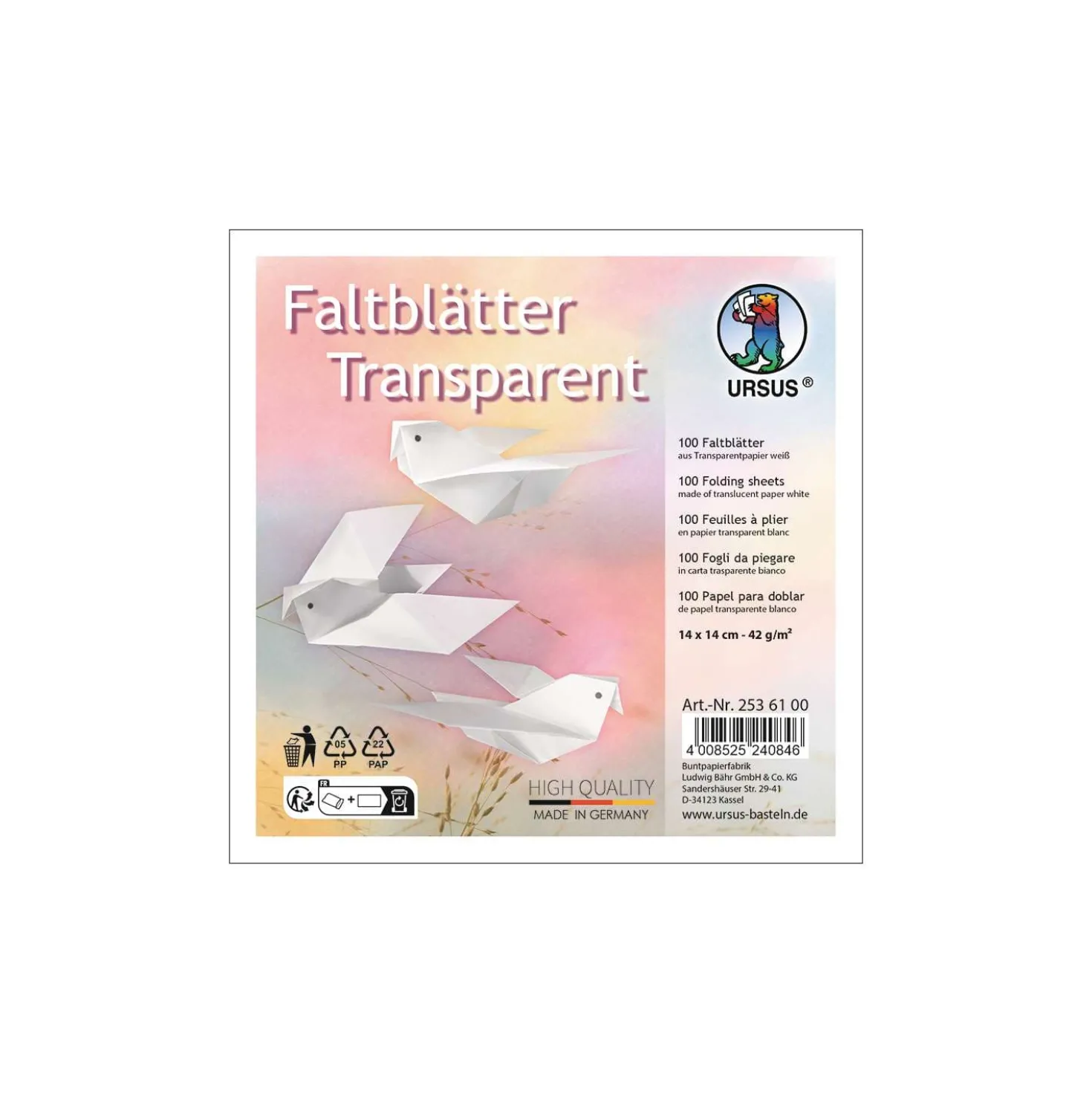 URSUS® Faltblätter Transparent, 100er-Packungen