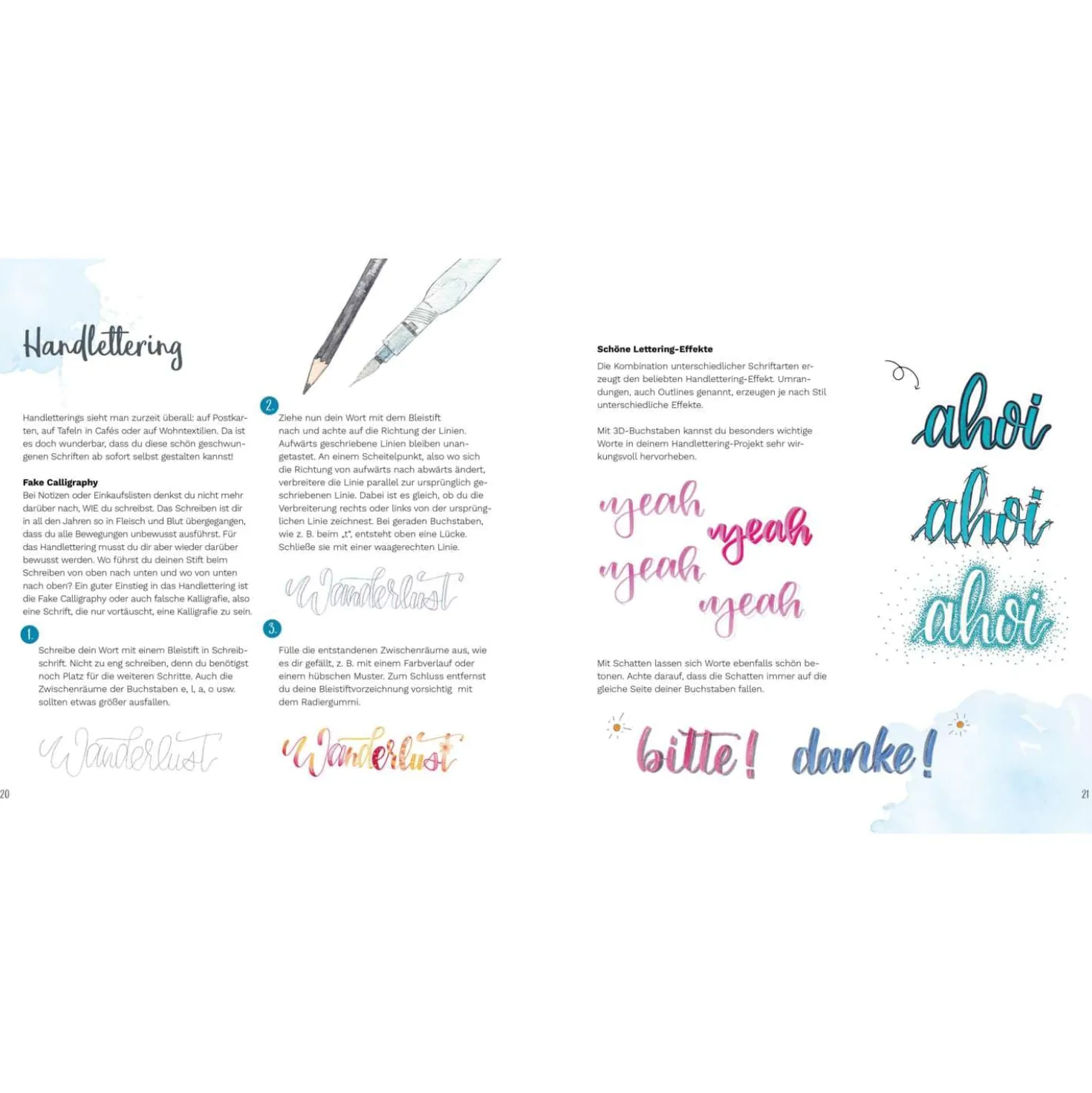 Watercolor liebt Handlettering – Illustrieren mit Aquarellmalstiften und Brushpens leicht gemacht. Zwei perfekte Techniken für Einsteiger