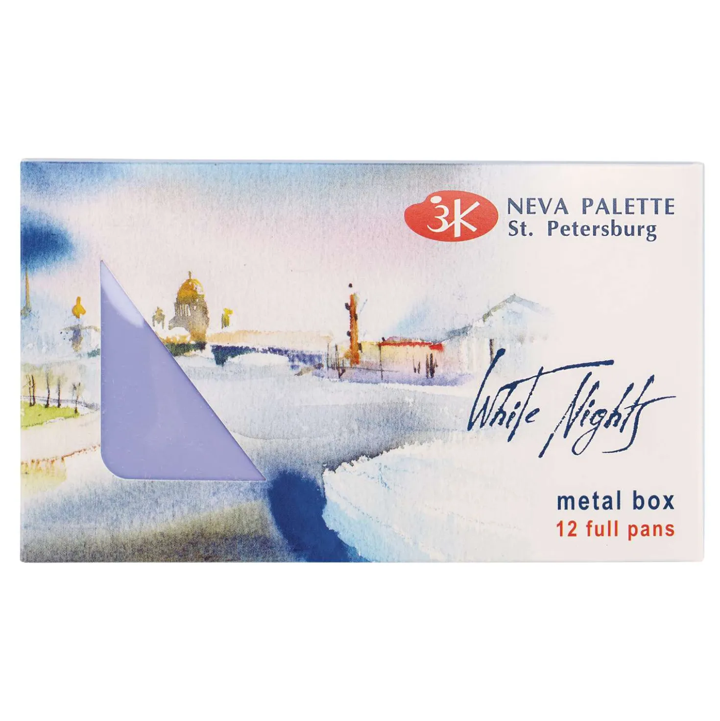 WHITE NIGHTS™ Extrafeine russische Künstler-Aquarellfarbe im hellblauen Metallkasten