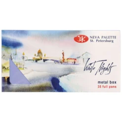 WHITE NIGHTS™ Extrafeine russische Künstler-Aquarellfarbe im hellblauen Metallkasten