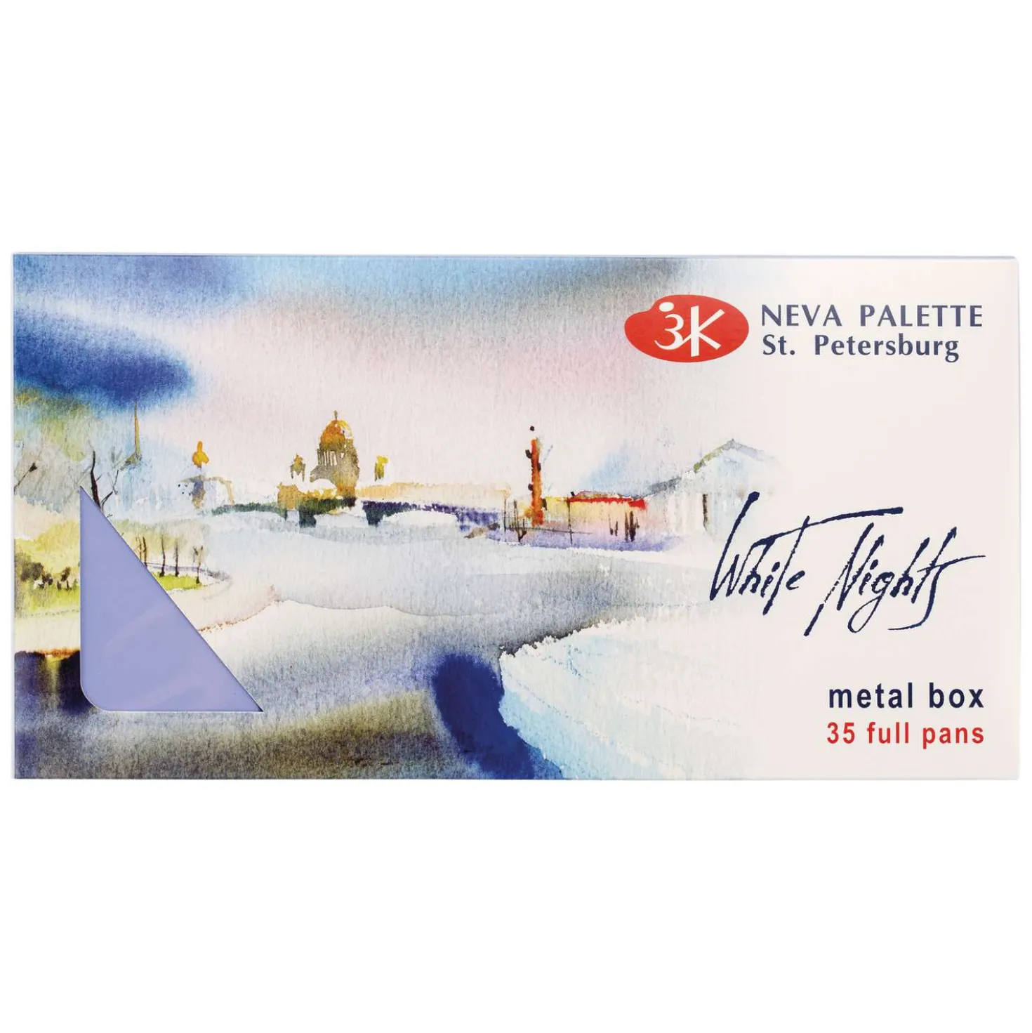 WHITE NIGHTS™ Extrafeine russische Künstler-Aquarellfarbe im hellblauen Metallkasten