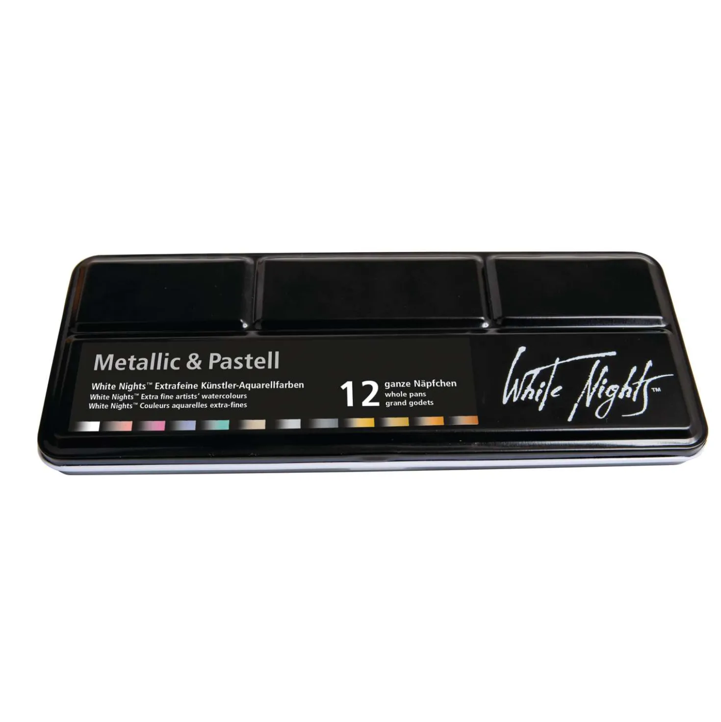 WHITE NIGHTS™ Extrafeine russische Künstler-Aquarellfarbe im Metallkasten, Metallic & Pastell
