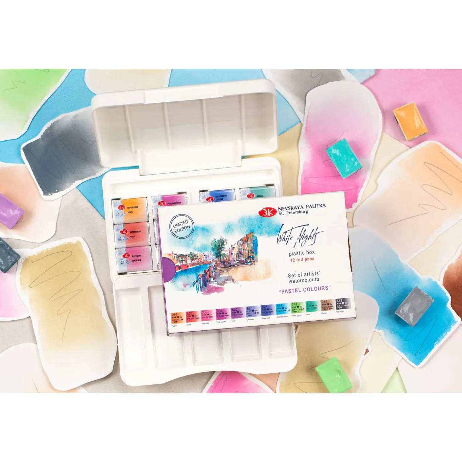 WHITE NIGHTS™ Künstler-Aquarellfarben-Set Pastel Colours