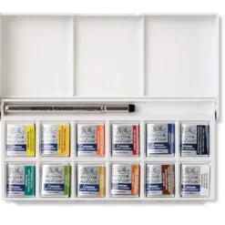 WINSOR & NEWTON Cotman™ Sketcher's Pocket Box, Aquarellfarben-Set mit 12 halben Näpfchen