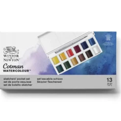 WINSOR & NEWTON Cotman™ Sketcher's Pocket Box, Aquarellfarben-Set mit 12 halben Näpfchen